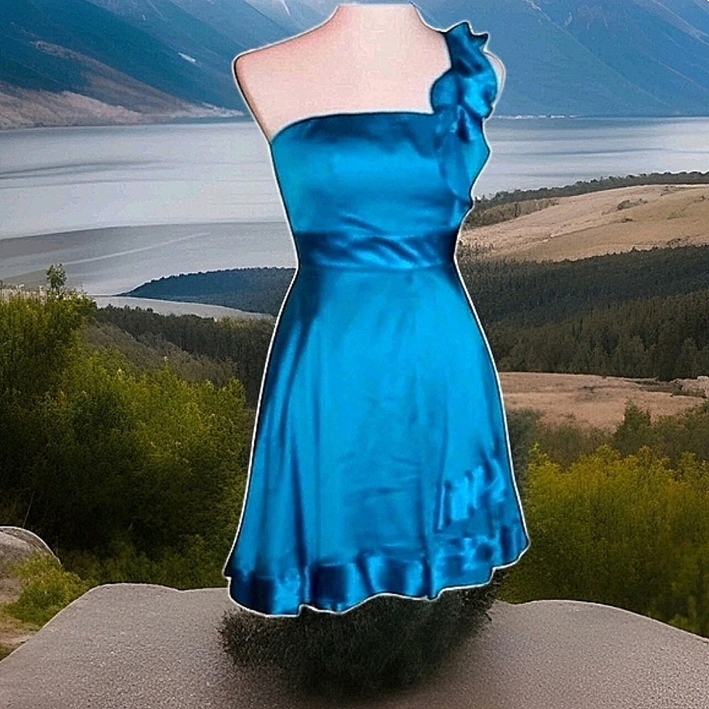 Bebe Silk Dress Sky Blue Unworn, New, XS